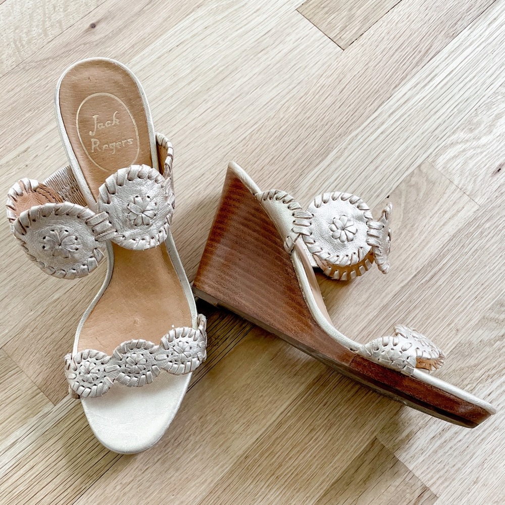 Jack Rogers platinum wedge sandal